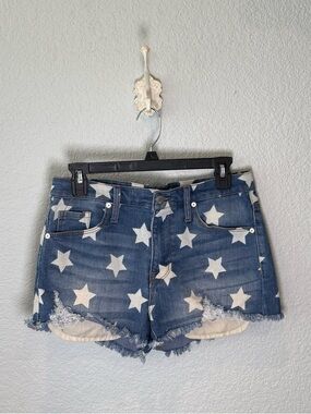 Star Print Denim Cutoff Shorts